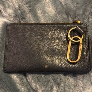 Hobo Black Leather Clutch with Gold Accent